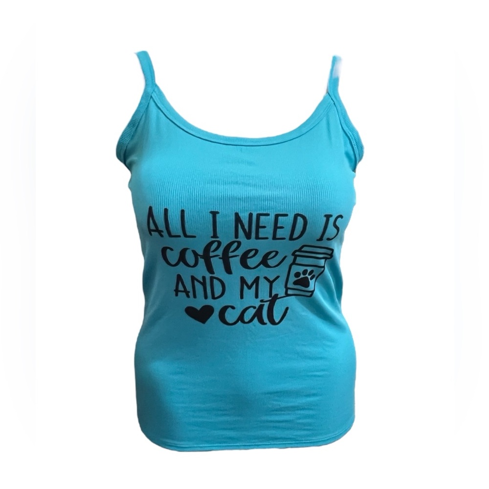 Woman’s All I need is coffee and my cat scoop neck tank top.